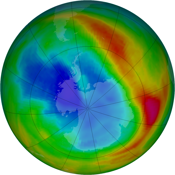 Antarctic ozone map for 27 August 1988